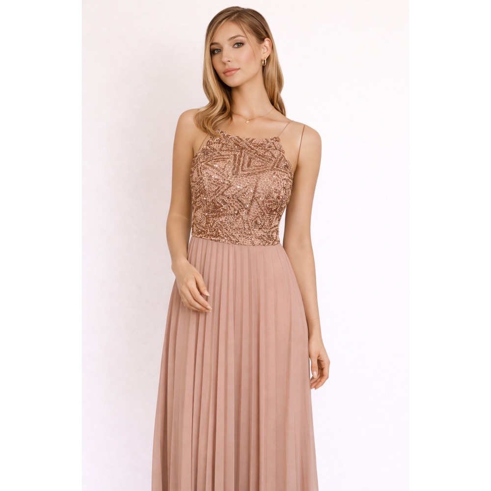 CACHET Champaign Sparkle Prom Dress Size 4 VERY GOOD CONDITION